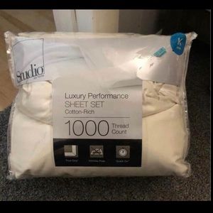 New open package studio jcp home luxury sheet set 1000 thread king cream color